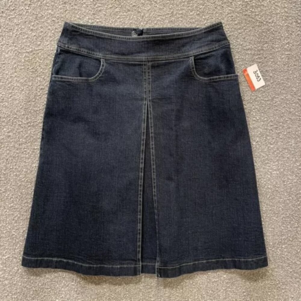 LK BENNETT Skirt Womens Size UK 12 Denim Front Kick Pleat A-line